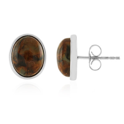 Boucles d'oreilles en argent et Pietersite dorée