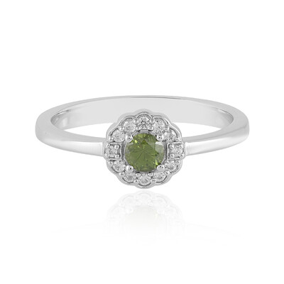 Bague en argent et Zircon de Ceylan vert