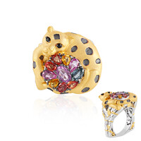 Bague en argent et Saphir de couleur pétrole (Gems en Vogue)