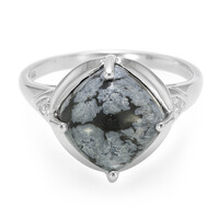 Bague en argent et Obsidienne Flocon-de-Neige