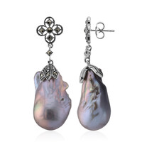 Boucles d'oreilles en argent et Perle de culture d'eau douce (Annette classic)