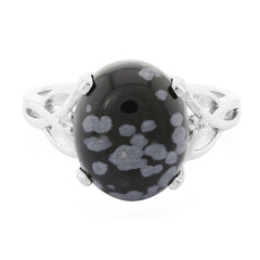 Bague en argent et Obsidienne Flocon-de-Neige