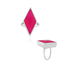 Bague en argent et Calcedoine framboise