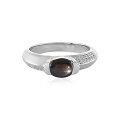 Bague en argent et Saphir étoilé noir