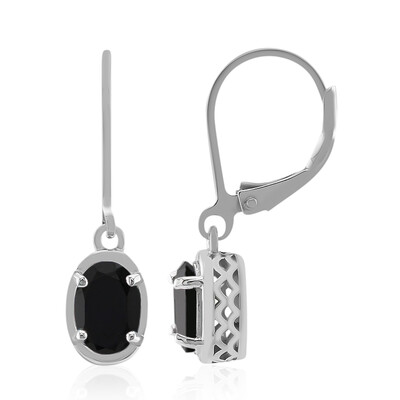 Boucles d'oreilles en argent et Spinelle noir