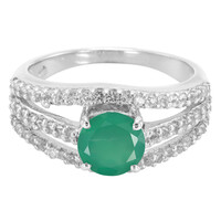 Bague en argent et Calcédoine verte