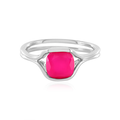 Bague en argent et Calcedoine framboise