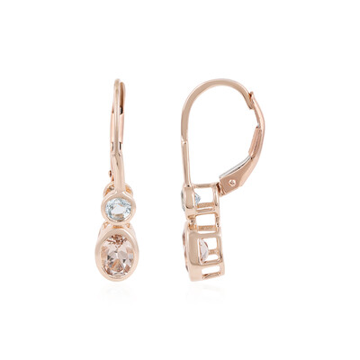 Boucles d'oreilles en or et Morganite de Madagascar