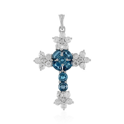 Pendentif en argent et Topaze bleu de Londres