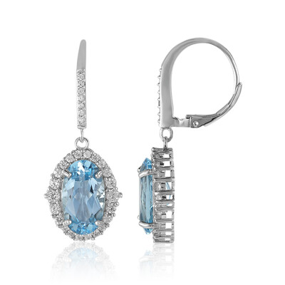 Boucles d'oreilles en argent et Topaze bleu ciel