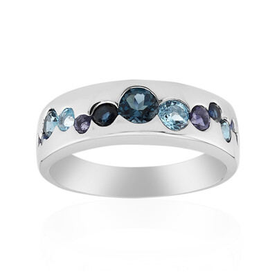 Bague en argent et Saphir bleu