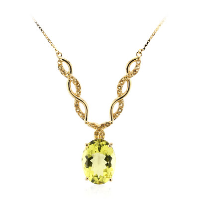 Collier en argent et Citrine jaune citron