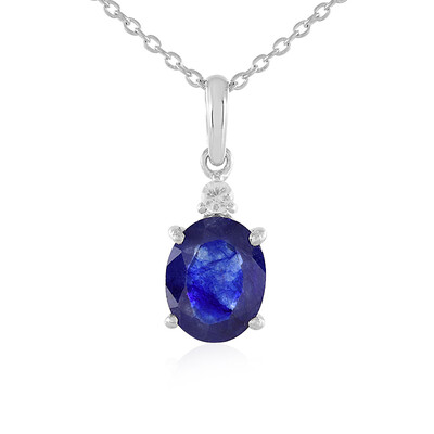 Collier en argent et Saphir bleu de Madagascar