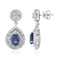 Boucles d'oreilles en or et Saphir bleu de Ceylan