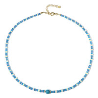 Collier en argent et Apatite bleu néon (Riya)