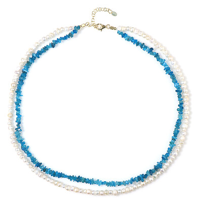 Collier en argent et Apatite bleu néon