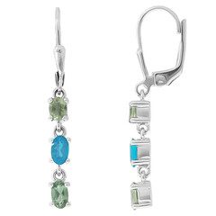 Boucles d'oreilles en argent et Apatite verte