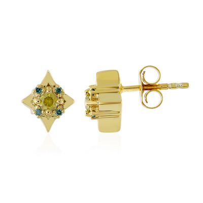 Boucles d'oreilles en argent et Diamant jaune I3