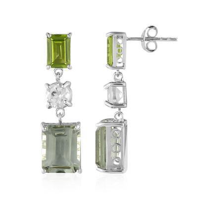 Boucles d'oreilles en argent et Améthyste verte