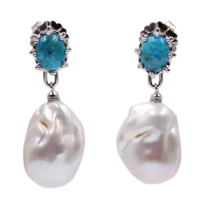 Boucles d'oreilles en argent et Perle de culture d'eau douce (Dallas Prince Designs)