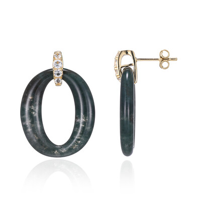 Boucles d'oreilles en argent et Agate mousse