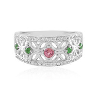 Bague en argent et Tourmaline rose du Nigéria