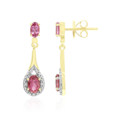 Boucles d'oreilles en or et Tourmaline rose du Brésil  (Tenner Diniz)