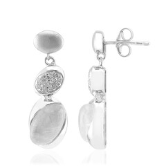 Boucles d'oreilles en argent et Pierre de Lune arc-en-ciel