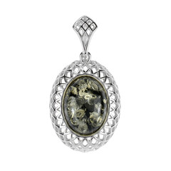 Pendentif en argent et Ambre verte