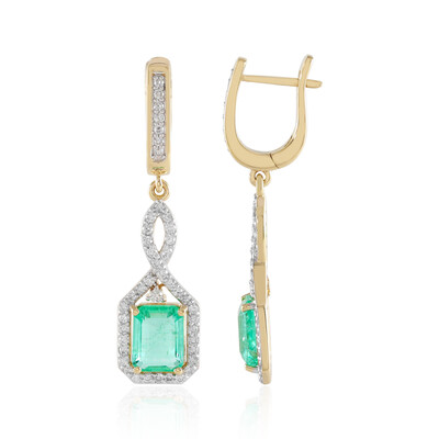 Boucles d'oreilles en or et Emeraude de Zambie AAA (SUHANA)