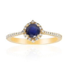 Bague en or et Saphir bleu de Ceylan