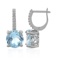 Boucles d'oreilles en argent et Topaze bleu ciel