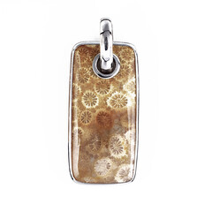 Pendentif en argent et Corail fossilisé