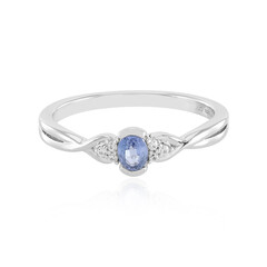 Bague en argent et Saphir bleu de Ceylan