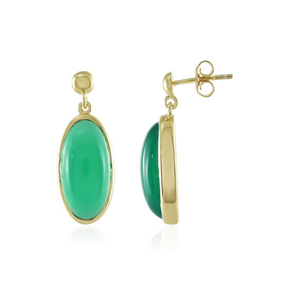 Boucles d'oreilles en argent et Calcédoine verte