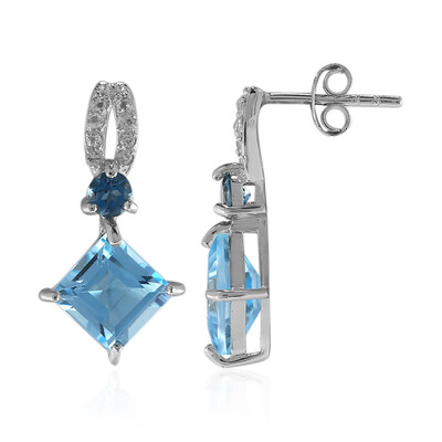 Boucles d'oreilles en argent et Topaze bleu ciel