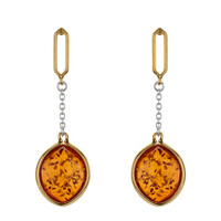 Boucles d'oreilles en argent et Ambre baltique couleur cognac