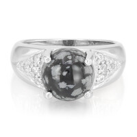 Bague pour homme en argent et Obsidienne Flocon-de-Neige