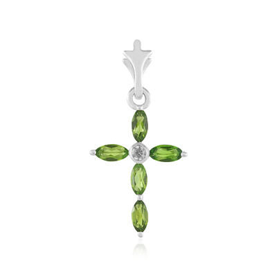 Pendentif en argent et Diopside de Russie