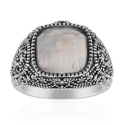 Bague en argent et Pierre de Lune arc-en-ciel (Annette classic)