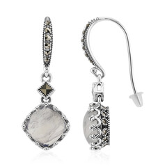 Boucles d'oreilles en argent et Pierre de Lune arc-en-ciel (Annette classic)