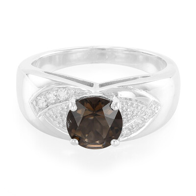 Bague pour homme en argent et Quartz fumé