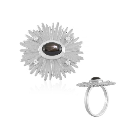 Bague en argent et Saphir étoilé noir (MONOSONO COLLECTION)