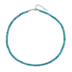 Collier en argent et Apatite bleu néon