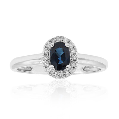 Bague en or et Saphir bleu de Ceylan