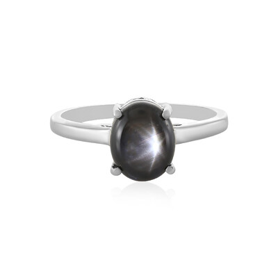 Bague en argent et Saphir étoilé noir