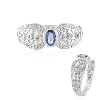 Bague en argent et Saphir bleu de Ceylan non chauffé