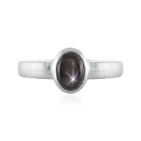 Bague en argent et Saphir étoilé noir