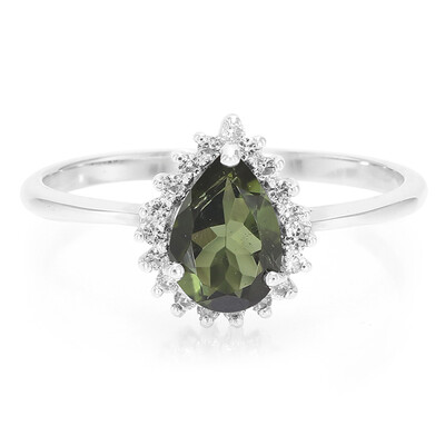 Bague en argent et Tourmaline verte du Brésil