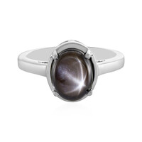 Bague en argent et Saphir étoilé noir